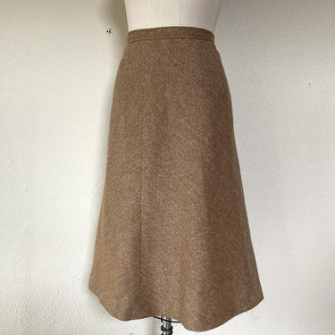 1970s Wool a-line skirt in tan tweed 