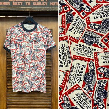 Vintage 1970’s Budweiser Beer Pop Art T Shirt, 70’s Tee Shirt, 70’s Pop Art, Vintage Ringer Tee, Vintage Clothing 