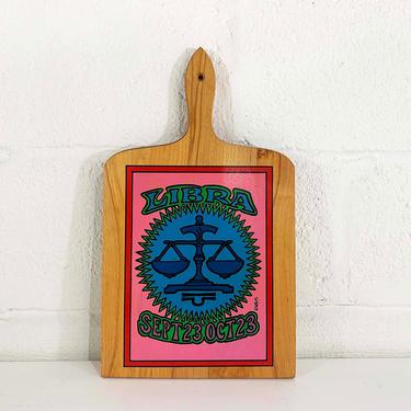 Vintage Libra Wood Cutting Board Nevco Zodiac Cheeseboard Charcuterie Cheese Groovy MCM Mid-Century Home Gift Birthday 1970s 70s Aesthetic 