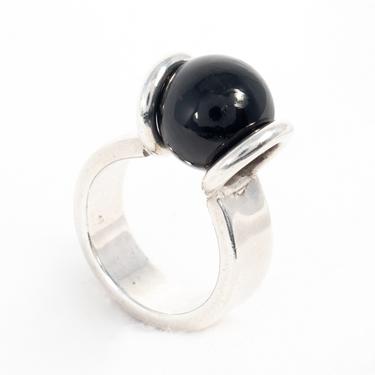 Black Onyx Modernist Silver Ring