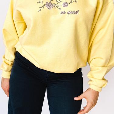 1990s Grandmothers are Special Jeweled Yellow Crewneck Sweatshirt, sz. XL