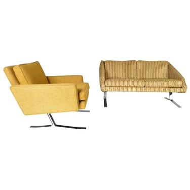 Nicos Zographos style Mid-Century Lounge Chair and Settee Set