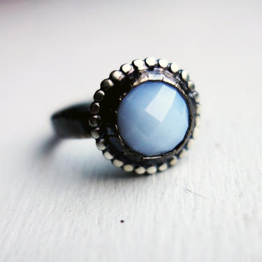 Handmade Sterling Silver Rose Cut Chalcedony Ring 