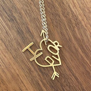 Vintage CHRISTIAN DIOR I Heart Dior Gold Plated Logo Charm Pendant Chain Necklace Choker by MoonStoneVintageLA