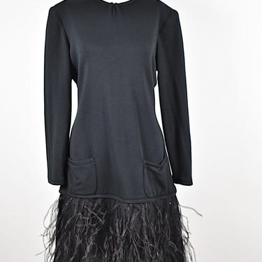 Oscar de la Renta Wool Dress with Feathers 