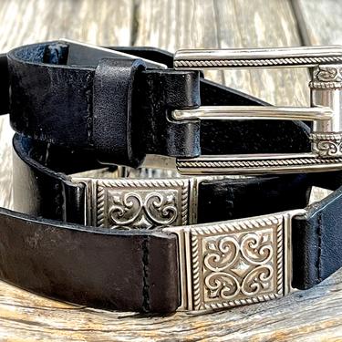 VINTAGE: FOSSIL Genuine Leather Belt - Western - Black Belt - SKU 00016328 