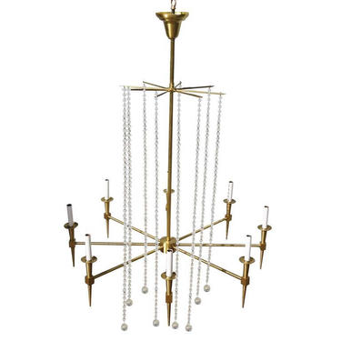Solid Bronze Parzinger Style High Style Chandelier with Crystal 