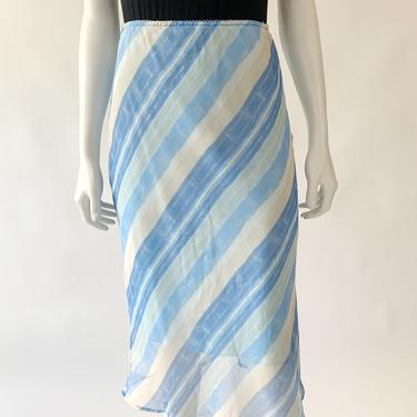 Y2K Baby Blue Striped Chiffon Skirt