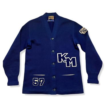 Vintage 1950s SPORTCRAFT Knit Wool Varsity Sweater w/ Patches ~ Letterman Cardigan ~ Kent Meridian, Washington State 