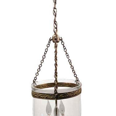 19th Century English 10.25 in. Clear Bell Jar Pendant Lantern