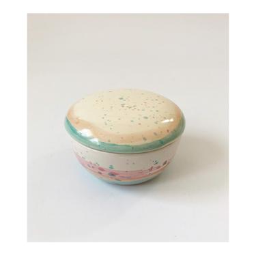 Vintage 1980s Handmade Pottery Container 
