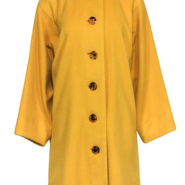 Yves Saint Laurent - Yellow Button-Up Longline Coat Sz 2