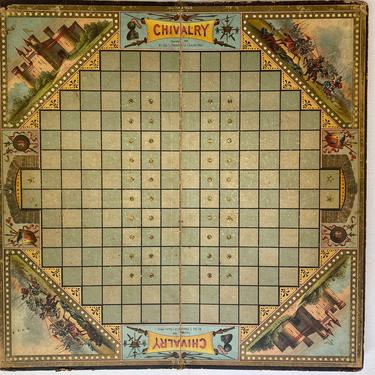 Antique Chivalry Board Game Board By Parker Brothers, Dated 1888, Repurposing, Wall Decor, Game Room Decor 