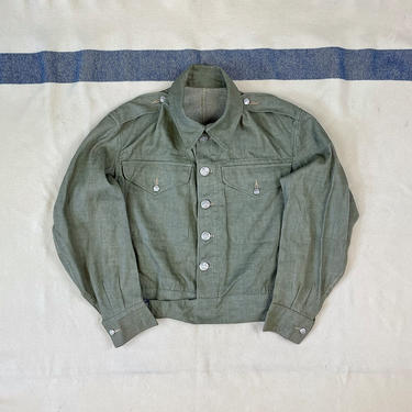 Size M Vintage 1950s Men’s British Army Khaki Denim Blouse Workwear Military Jacket 