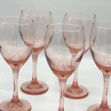 Vintage (6)  Pink Wine Glasses set of six- 8 ounce 