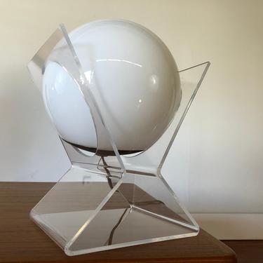 Mid Century Lucite & Glass Ball Lamp 