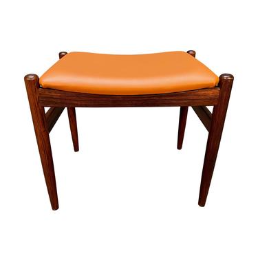 Vintage Danish Mid Century Modern Rosewood and Leather Ottoman 