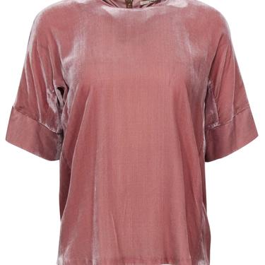 J Brand - Blush Pink Velvet Short Sleeve Tee Sz S