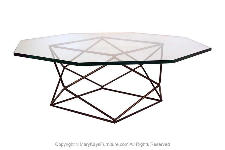Milo Baughman for Directional Geometric Bronze Glass Coffee Table 