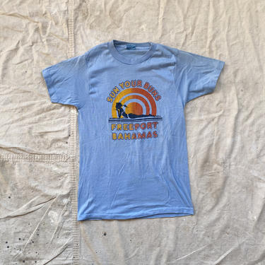 Vintage 1980s Freeport Bahamas Sun Your Buns Tee Shirt 