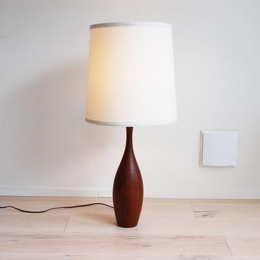 Danish Modern Solid Teak Table Lamp with Lamp Shade 