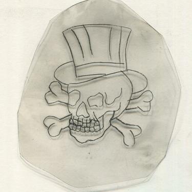 Tophat Skull Vintage Traditional Tattoo Acetate Stencil from Bert Grimm's Shop 
