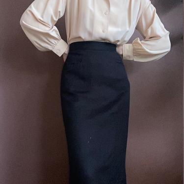 high waist vintage black pencil skirt 