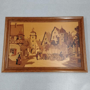 Vintage Marquetry Art Piece by Buchshmid and Gretaux