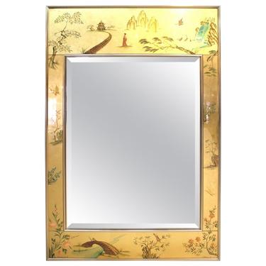 Labarge Midcentury Reverse-Painted Eglomise Beveled Mirror