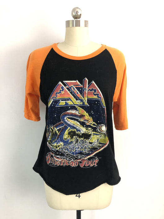 Vintage 80's ASIA Band Tee Parking Lot Raglan Sleeve concert tour T Shirt M