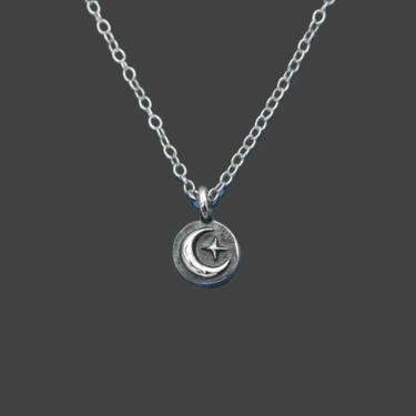 Moonlight Magic_Sterling Silver Star and Moon 18 Inch Dainty Necklace by LeChalet