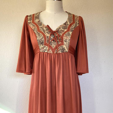 Reserved for Mayu 1960’s Rust orange boho dress 