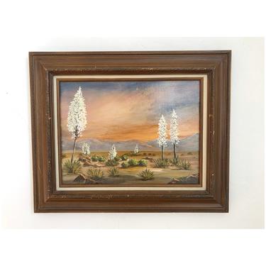 Vintage Agave Desert Oil Painting 