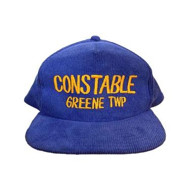 Vintage 80s Corduroy Snapback Hat Constable Greene Township Pennsylvania 