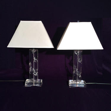 Mid-Century Pair of Lucite Table Lamps