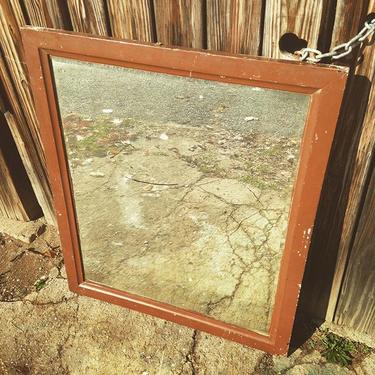Chipped paint vintage mirror with cool scratches/weathering on glass approx 32x36 #vintage #petworth