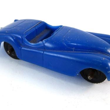 Vintage Tootsietoy Blue Plastic Jaguar XK120 Roadster Car Toy Made In U.S.A. XK 120 Convertible Matchbox 