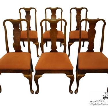 Set of 6 BERKEY AND GAY Flame Mahogany Traditional Queen Anne Style Splat Back Dining Chairs 