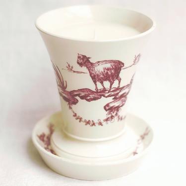 Antique Wedgwood Creamware Posy Pot and Saucer Scented Candle in Woodland Garden