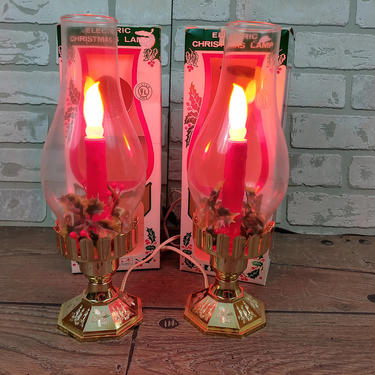 Pair of Lighted ACLA Inc Christmas Electric Lamps 