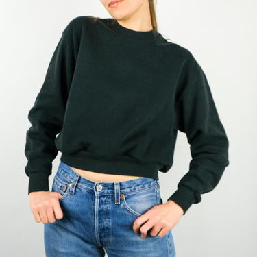 80s Black Crop Sweatshirt