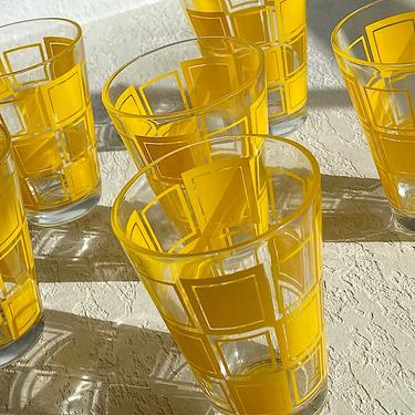 Yellow Checkered Juice Glasses