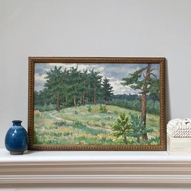 Vintage Impressionist Forest Landscape Oil Painting 