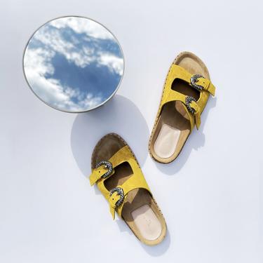 ETRO Yellow/Orange Paisley Crystal Buckle Sandals