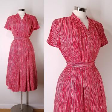 Vintage Red Christmas Dress, Skirt and Blouse Set, Two Piece Set, Women's Medium, 1940s Style Midi Skirt, Holiday Party Dress 