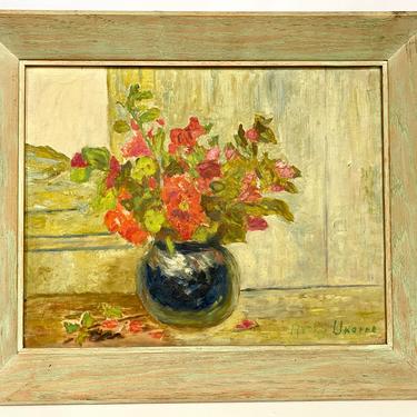 Vintage Framed Floral Oil Painting, artist signed 