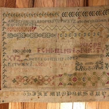 From An Estate From Boston Mass. Reed Hunt Family Mid 1800sSampler