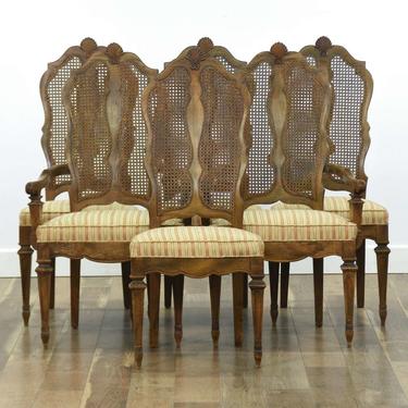 Set Of 6 Carved Regency Cane Back Dining Chairs
