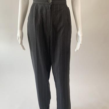 High Rise Grey Pinstriped Pleated Pants!