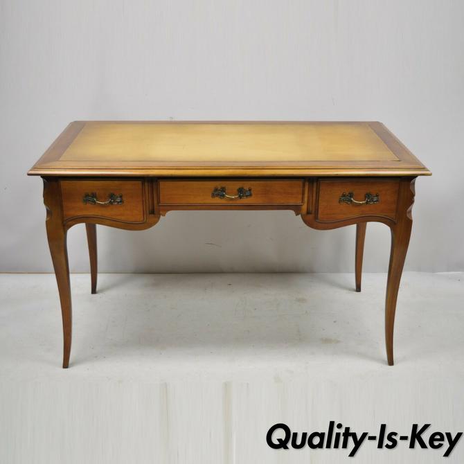 Vintage French Provincial Louis Xv, Antique Writing Desk Leather Top